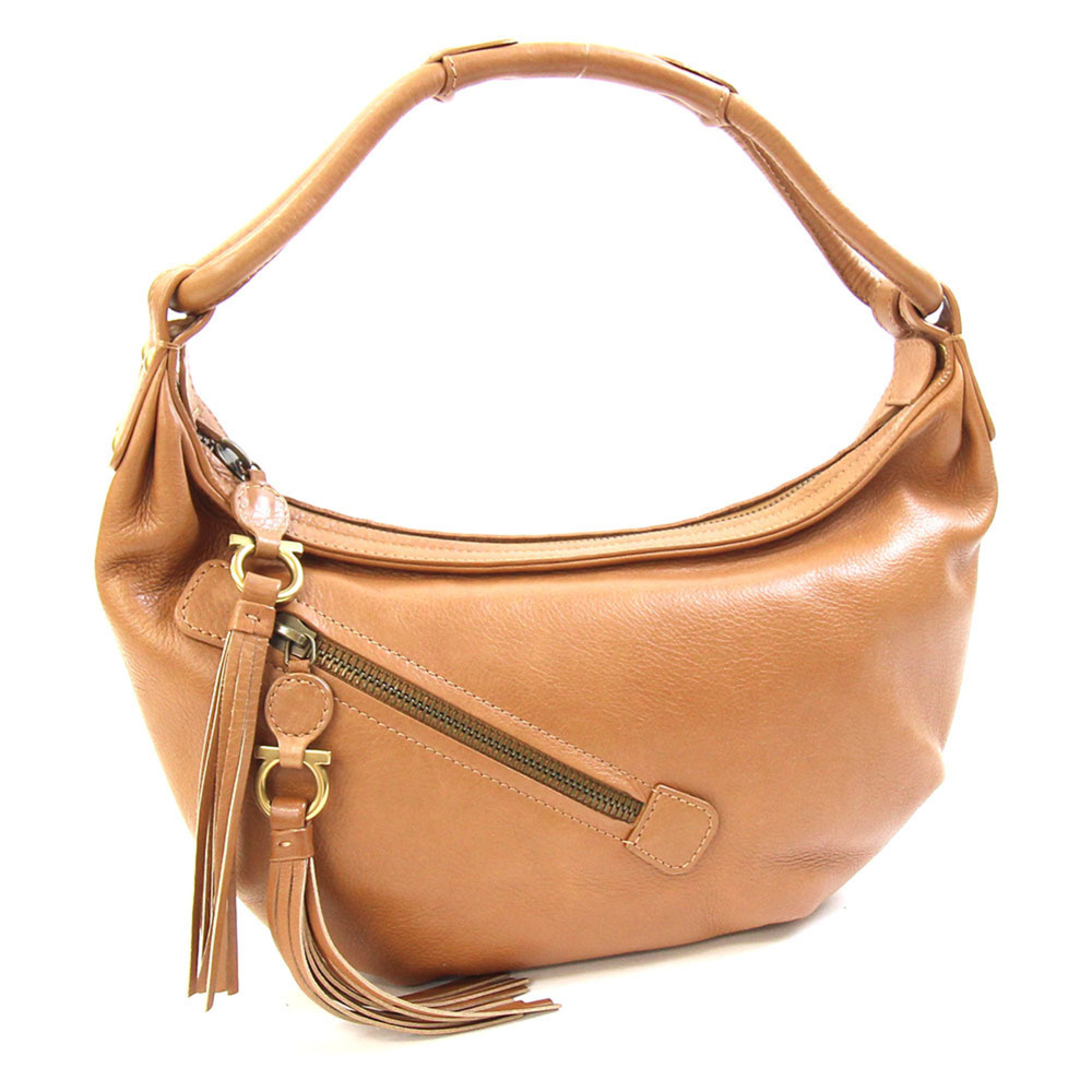 Salvatore Ferragamo Ferragamo Gancini 21 6329 Brown Leather Tassel Handbag fo...